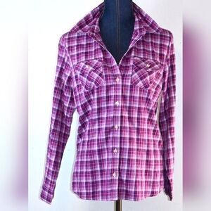 LEE RIDERS Easy Care Equestrian / WESTERN Plaid Button-down, Collared Shirt